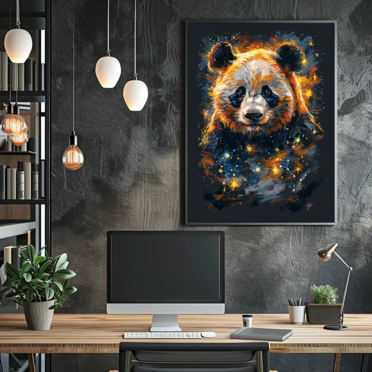 Vivid Abstract Cosmic Panda Animal Poster