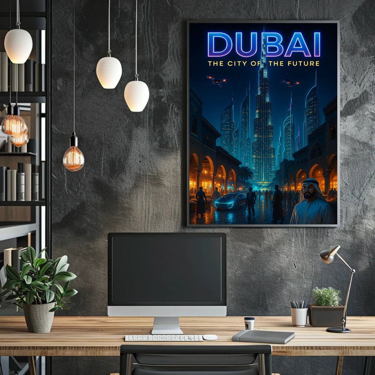 Dubai City Of The Future Poster Futuristic Skyline Decor