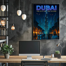 Dubai City Of The Future Poster Futuristic Skyline Decor