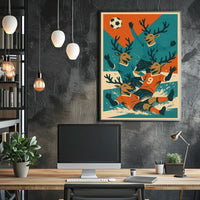 Soccer Celebration With Deer Poster