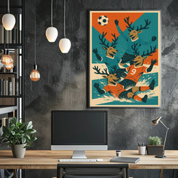 Soccer Celebration With Deer Poster