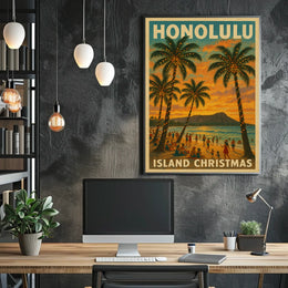 Island Christmas in Honolulu Poster