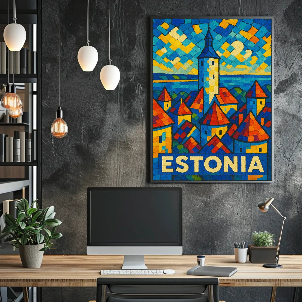 Estonia Mosaic Art Poster