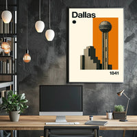 Dallas 1841 Architectural Cityscape Travel Poster