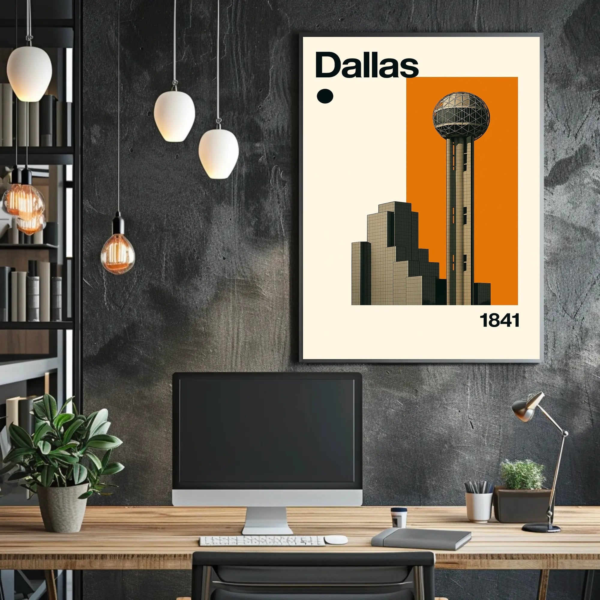 Dallas 1841 Architectural Cityscape Travel Poster
