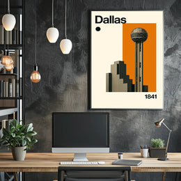 Dallas 1841 Architectural Cityscape Travel Poster