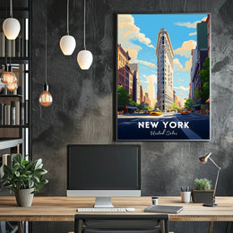 New York City Flatiron Building Poster Modern Wall Art