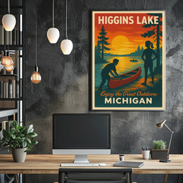 Higgins Lake Sunset Travel Poster