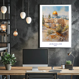 Jerusalem Architectural Watercolor Art Travel Poster PosterGoat