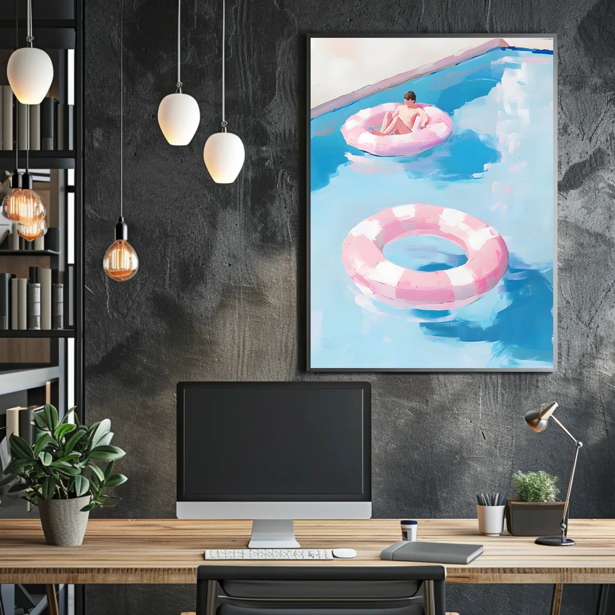 Summer Serenity Pool Poster Pastel Minimalist Print