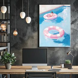 Summer Serenity Pool Poster Pastel Minimalist Print