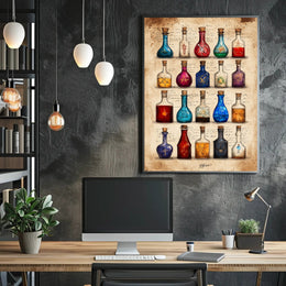 Potion Bottles with Mystical Symbols Fantasy or Mythology Poster