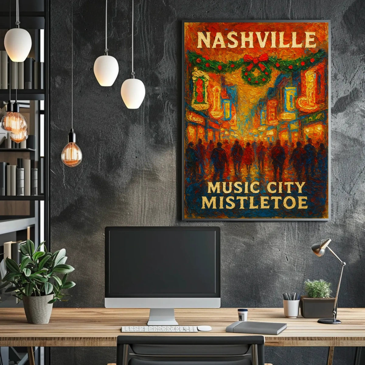 Nashville Music City Mistletoe Poster