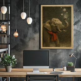 Winter Elephant Delight Poster