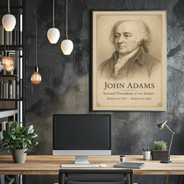 John Adams Presidential Portrait Vintage Patriotic Historical Poster