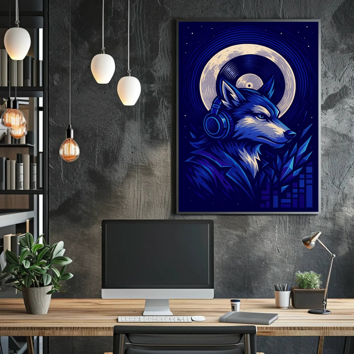 Moonlit Music Wolf Poster