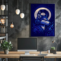 Moonlit Music Wolf Poster