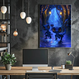 Enchanted Lizards Adventure in Mystical Forest Fantasy Poster PosterGoat