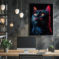 Neon Cat Portrait Poster