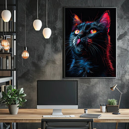 Neon Cat Portrait Poster