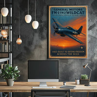 Wildcat FM1 FM2 Aviation Poster Vintage Plane Print