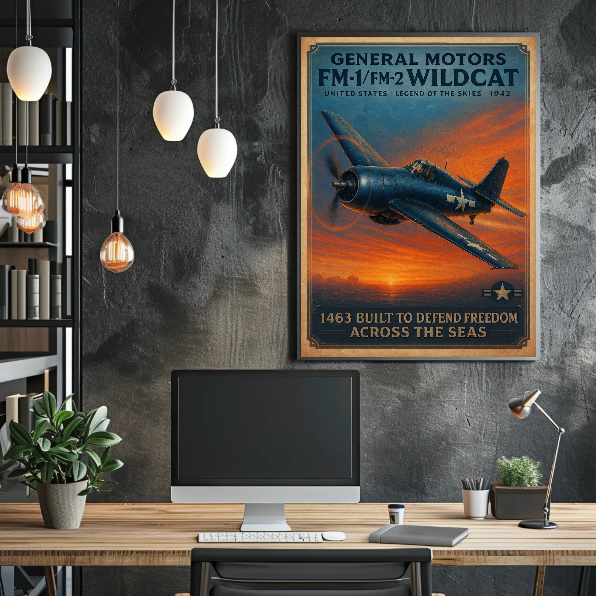 Wildcat FM1 FM2 Aviation Poster Vintage Plane Print