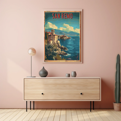 San Remo Italian Riviera Coastline Travel Poster