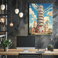 The Leaning Tower Of Pisa Artistic Poster PosterGoat
