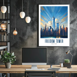 Freedom Tower NYC Skyline City Poster Modern Wall Art
