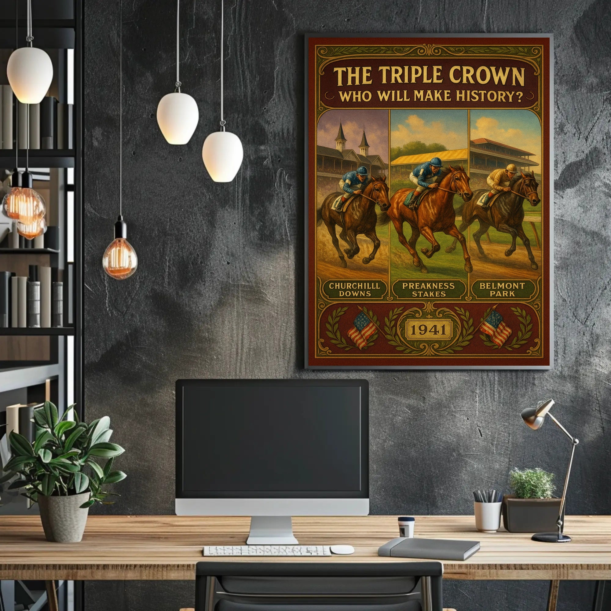 Triple Crown Race Vintage Sports Poster