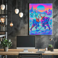 Whimsical Reindeer Hockey Fantasy Holiday Mythology Poster