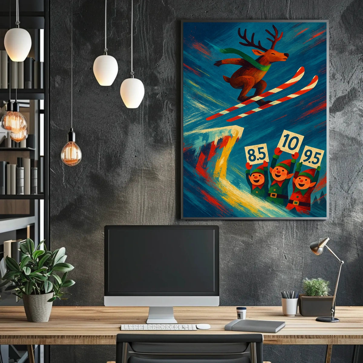 Reindeer Ski Jump Spectacle Poster