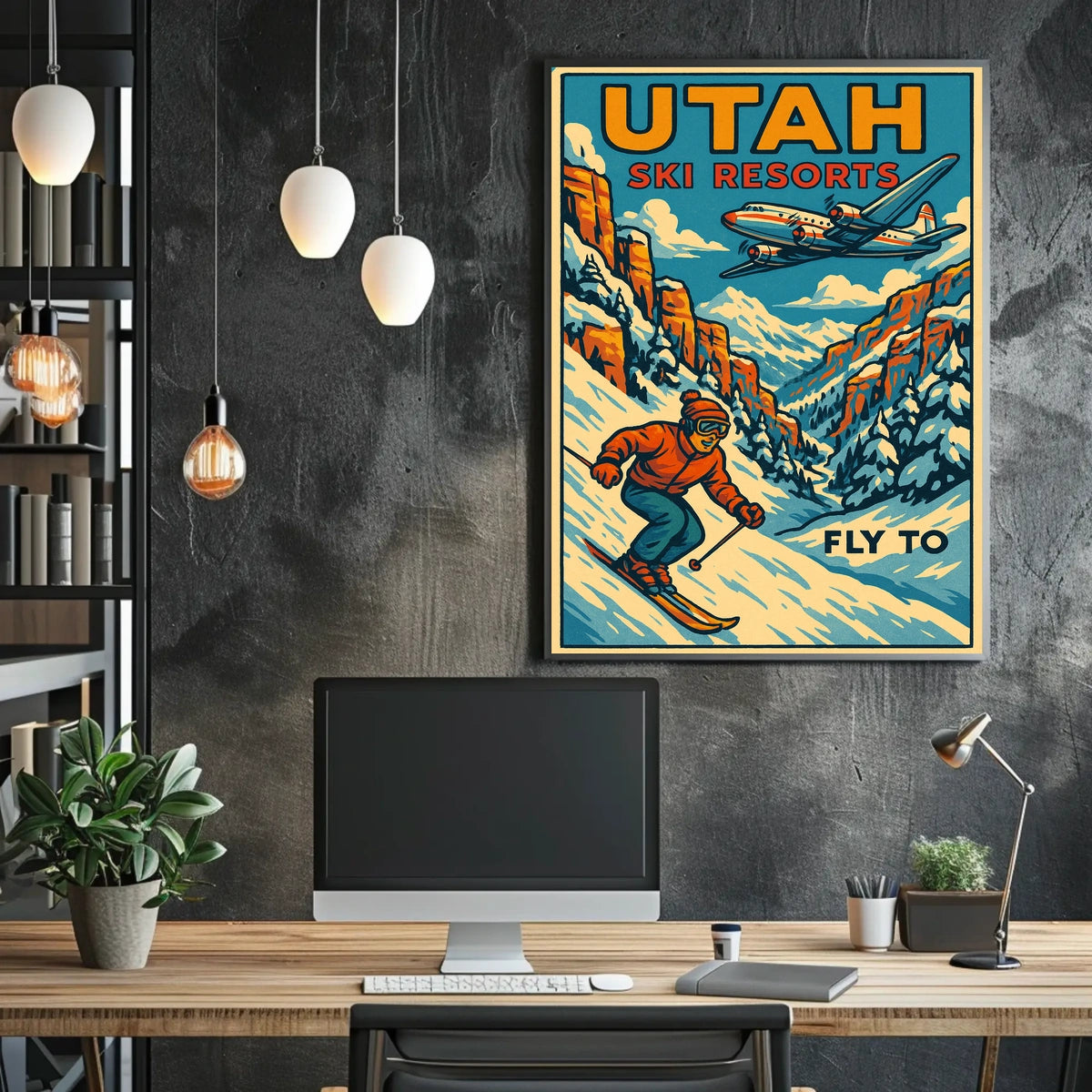 Fly to Utah Ski Resorts Poster