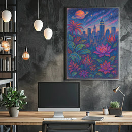Cosmic Jungle Cityscape Poster