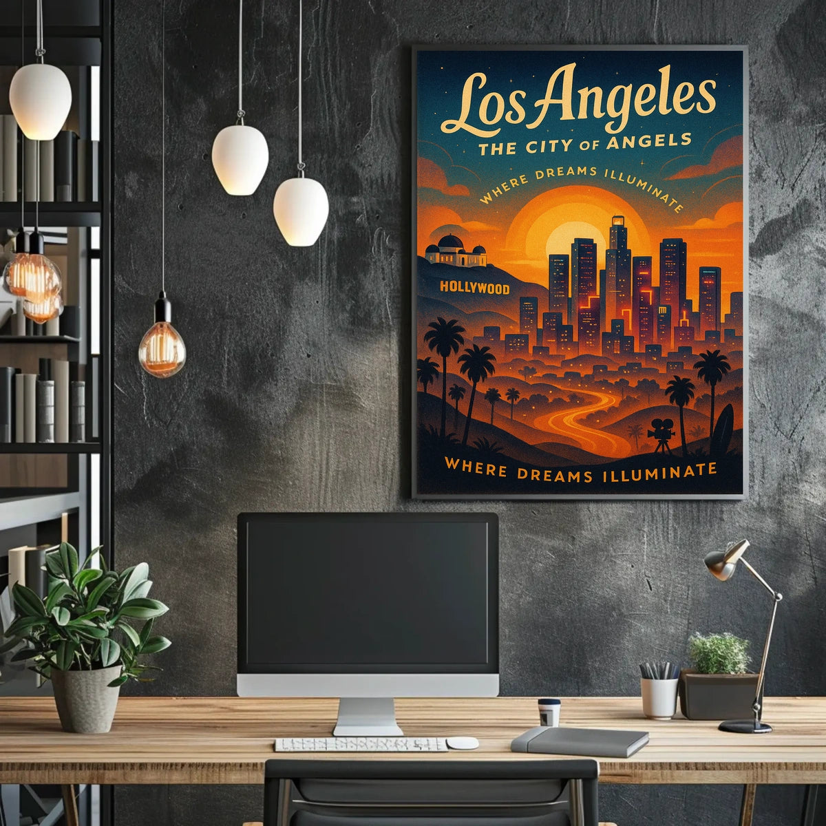Los Angeles Dreams Illuminate Vintage Art Poster