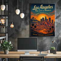 Los Angeles Dreams Illuminate Vintage Art Poster