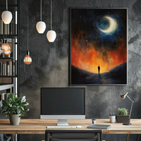 Solitary Reflection Under The Crescent Poster