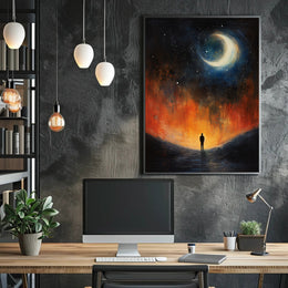 Solitary Reflection Under The Crescent Poster