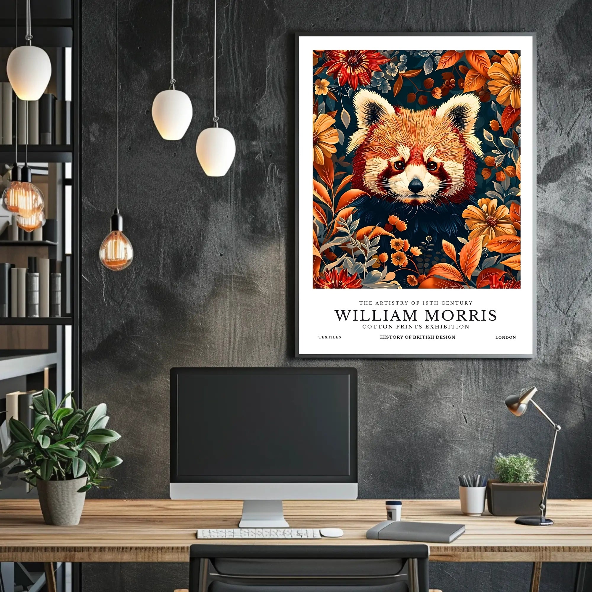 Vibrant Red Panda Nature Illustration Artistic Poster