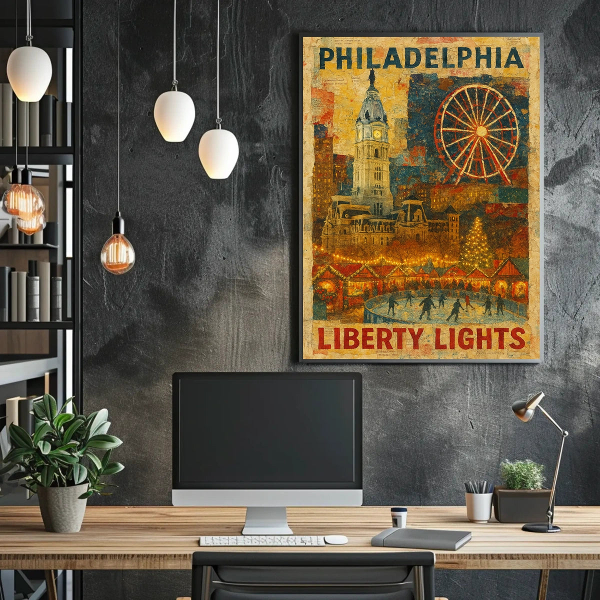 Philadelphia Liberty Lights Poster