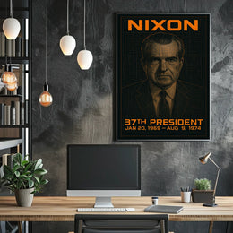 Richard Nixon 37th President of the United States Techno Schematic Poster