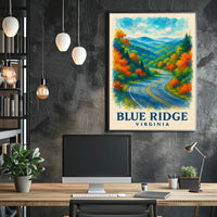 Blue Ridge Mountains Watercolor Scenic Fall Poster