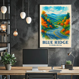 Blue Ridge Mountains Watercolor Scenic Fall Poster