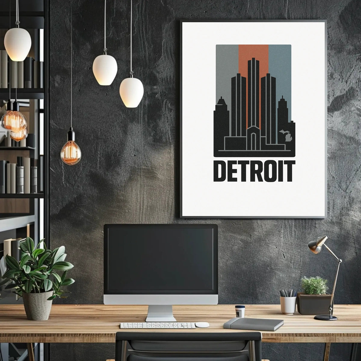 Detroit Skyline Art Poster