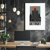 Detroit Skyline Art Poster