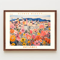 Istanbul Cityscape with Flowers - Urban or Cityscape Poster