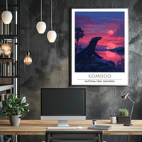 Komodo Dragon Sunset in Indonesia: National Park Poster