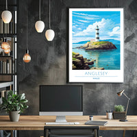 Scenic Lighthouse Art Print: Explore Wales Travel Poster