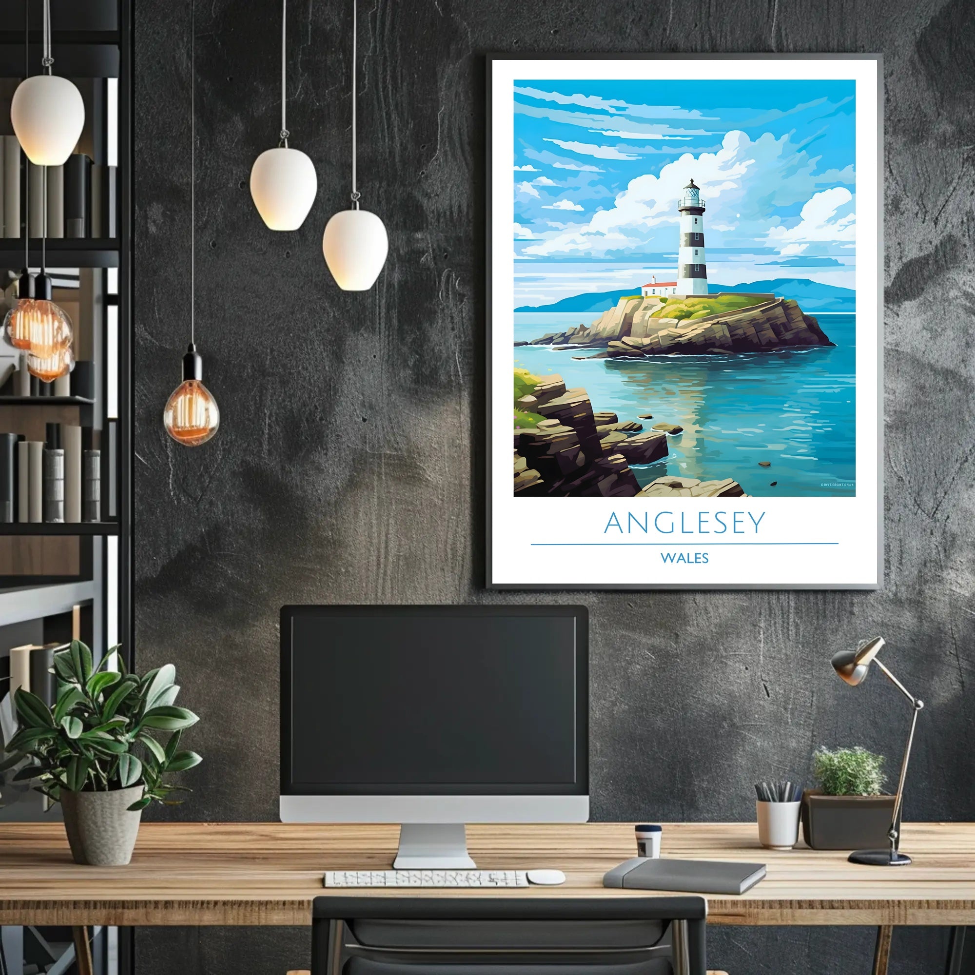 Scenic Lighthouse Art Print: Explore Wales Travel Poster