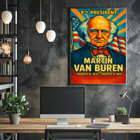 Martin Van Buren 8th President of the United States Colorful Comic Book Style Poster